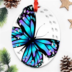 Blue And Pink Butterfly Illustration, Monarch Butterfly Cartoon Blue, Cartoon Blue Butterfly Free Pn Oval Filigree Ornament (two Sides)