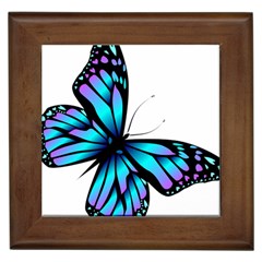 Blue And Pink Butterfly Illustration, Monarch Butterfly Cartoon Blue, Cartoon Blue Butterfly Free Pn Framed Tile by asedoi