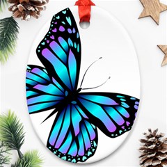 Blue And Pink Butterfly Illustration, Monarch Butterfly Cartoon Blue, Cartoon Blue Butterfly Free Pn Ornament (oval)