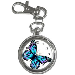 Blue And Pink Butterfly Illustration, Monarch Butterfly Cartoon Blue, Cartoon Blue Butterfly Free Pn Key Chain Watches by asedoi