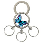 Blue And Pink Butterfly Illustration, Monarch Butterfly Cartoon Blue, Cartoon Blue Butterfly Free Pn 3-Ring Key Chain Front