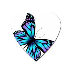 Blue And Pink Butterfly Illustration, Monarch Butterfly Cartoon Blue, Cartoon Blue Butterfly Free Pn Heart Magnet