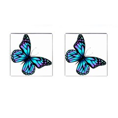 Blue And Pink Butterfly Illustration, Monarch Butterfly Cartoon Blue, Cartoon Blue Butterfly Free Pn Cufflinks (square) by asedoi