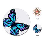 Blue And Pink Butterfly Illustration, Monarch Butterfly Cartoon Blue, Cartoon Blue Butterfly Free Pn Playing Cards Single Design (Round) Front