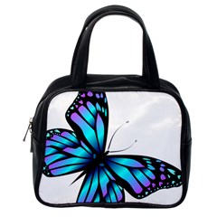 Blue And Pink Butterfly Illustration, Monarch Butterfly Cartoon Blue, Cartoon Blue Butterfly Free Pn Classic Handbag (one Side) by asedoi