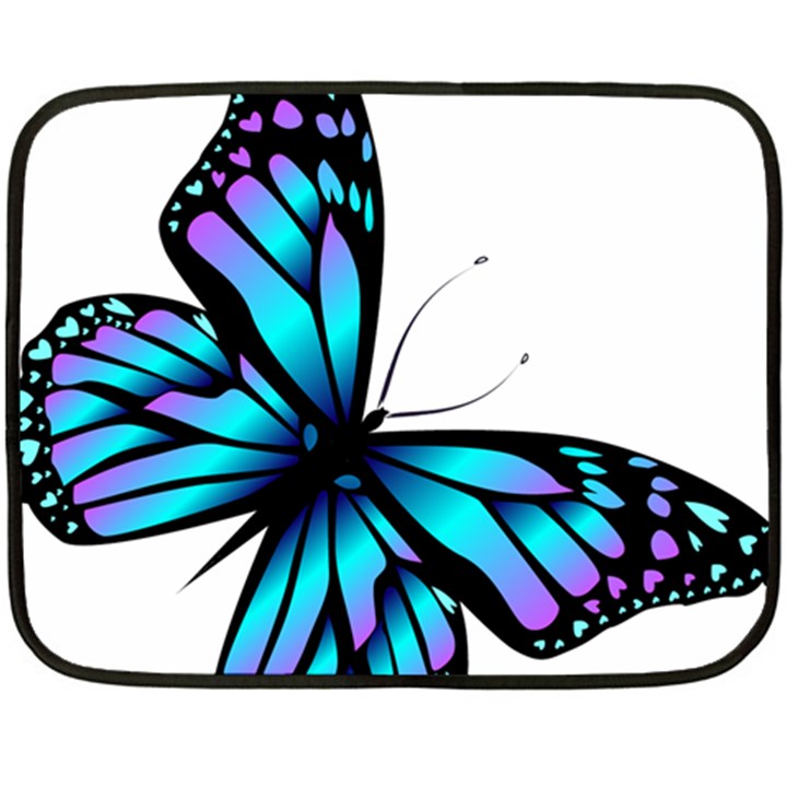 Blue And Pink Butterfly Illustration, Monarch Butterfly Cartoon Blue, Cartoon Blue Butterfly Free Pn Fleece Blanket (Mini)