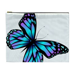 Blue And Pink Butterfly Illustration, Monarch Butterfly Cartoon Blue, Cartoon Blue Butterfly Free Pn Cosmetic Bag (xl) by asedoi