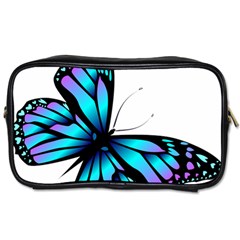 Blue And Pink Butterfly Illustration, Monarch Butterfly Cartoon Blue, Cartoon Blue Butterfly Free Pn Toiletries Bag (one Side) by asedoi