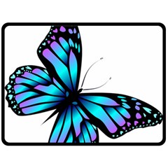 Blue And Pink Butterfly Illustration, Monarch Butterfly Cartoon Blue, Cartoon Blue Butterfly Free Pn Fleece Blanket (large)