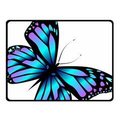 Blue And Pink Butterfly Illustration, Monarch Butterfly Cartoon Blue, Cartoon Blue Butterfly Free Pn Fleece Blanket (small) by asedoi