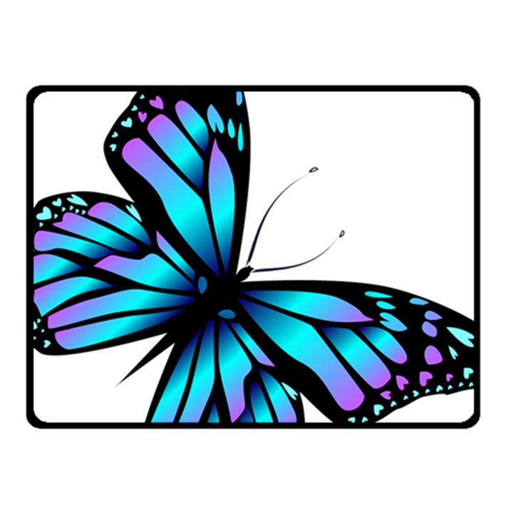 Blue And Pink Butterfly Illustration, Monarch Butterfly Cartoon Blue, Cartoon Blue Butterfly Free Pn Fleece Blanket (Small)