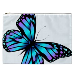 Blue And Pink Butterfly Illustration, Monarch Butterfly Cartoon Blue, Cartoon Blue Butterfly Free Pn Cosmetic Bag (xxl)