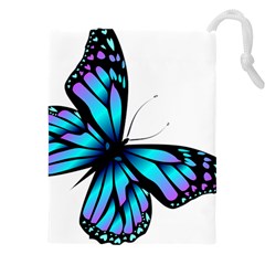 Blue And Pink Butterfly Illustration, Monarch Butterfly Cartoon Blue, Cartoon Blue Butterfly Free Pn Drawstring Pouch (5xl) by asedoi