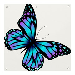 Blue And Pink Butterfly Illustration, Monarch Butterfly Cartoon Blue, Cartoon Blue Butterfly Free Pn Banner And Sign 3  X 3  by asedoi