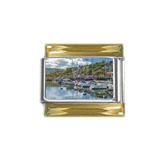 Piriapolis City Port, Maldonado, Uruguay Gold Trim Italian Charm (9mm) by dflcprintsclothing