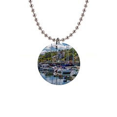 Piriapolis City Port, Maldonado, Uruguay 1  Button Necklace by dflcprintsclothing