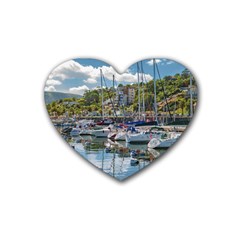 Piriapolis City Port, Maldonado, Uruguay Rubber Heart Coaster (4 Pack) by dflcprintsclothing