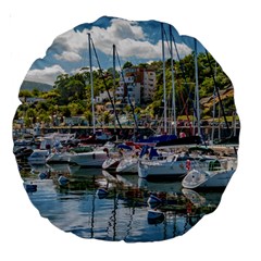 Piriapolis City Port, Maldonado, Uruguay Large 18  Premium Round Cushions by dflcprintsclothing