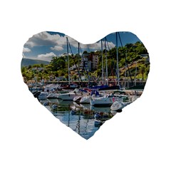 Piriapolis City Port, Maldonado, Uruguay Standard 16  Premium Flano Heart Shape Cushions by dflcprintsclothing