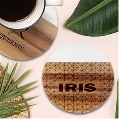 Personalized Name - Marble Wood Coaster (Round)