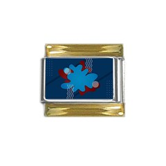 Background Abstract Design Blue Gold Trim Italian Charm (9mm) by Ravend