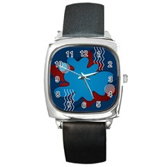 Background Abstract Design Blue Square Metal Watch by Ravend