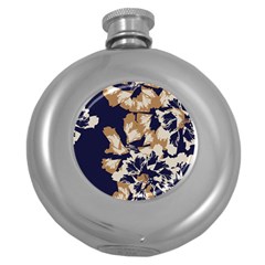 Abstract Flowers Background Pattern Round Hip Flask (5 Oz) by Ravend