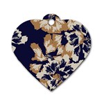 Abstract Flowers Background Pattern Dog Tag Heart (Two Sides) Back