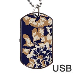 Abstract Flowers Background Pattern Dog Tag Usb Flash (one Side) by Ravend