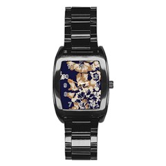 Abstract Flowers Background Pattern Stainless Steel Barrel Watch by Ravend