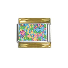 Flower Spring Background Blossom Gold Trim Italian Charm (9mm) by Ravend