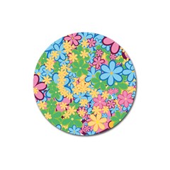 Flower Spring Background Blossom Magnet 3  (round) by Ravend