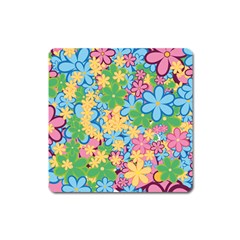 Flower Spring Background Blossom Square Magnet by Ravend