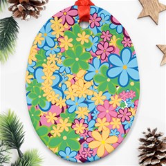 Flower Spring Background Blossom Oval Ornament (two Sides) by Ravend