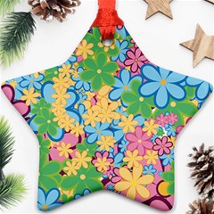 Flower Spring Background Blossom Star Ornament (two Sides)