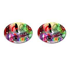 Social Media Interaction Woman Cufflinks (oval) by Ravend