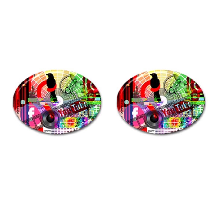 Social Media Interaction Woman Cufflinks (Oval)