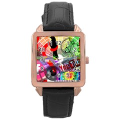 Social Media Interaction Woman Rose Gold Leather Watch  by Ravend