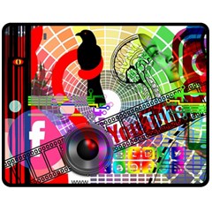 Social Media Interaction Woman Double Sided Fleece Blanket (medium) by Ravend