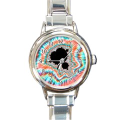 Fractal Abstract Background Round Italian Charm Watch by Ravend