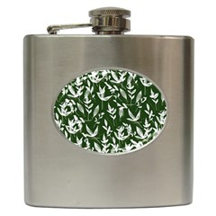 Leaves Pattern Wallpaper Watercolor Hip Flask (6 Oz) by Ravend