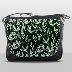 Leaves Pattern Wallpaper Watercolor Messenger Bag by Ravend