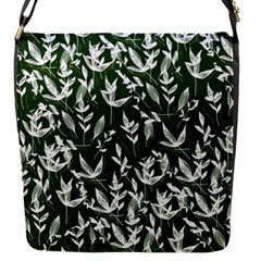 Leaves Pattern Wallpaper Watercolor Flap Closure Messenger Bag (s) by Ravend