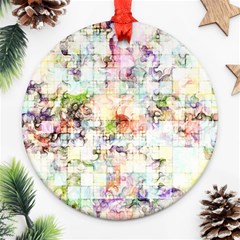 Dirt Puzzle Scrap Book Background Round Ornament (two Sides)