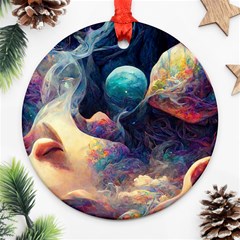 Quantum Physics Dreaming Lucid Round Ornament (two Sides) by Ravend