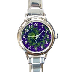 Fractal Spiral Abstract Background Round Italian Charm Watch by Ravend