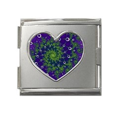 Fractal Spiral Abstract Background Mega Link Heart Italian Charm (18mm) by Ravend