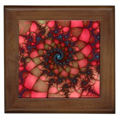 Fractals Abstract Art Red Spiral Framed Tile by Ravend