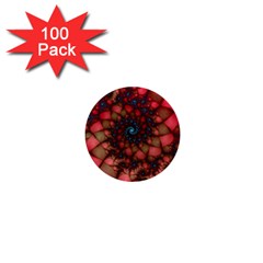 Fractals Abstract Art Red Spiral 1  Mini Buttons (100 Pack)  by Ravend