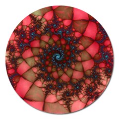 Fractals Abstract Art Red Spiral Magnet 5  (round) by Ravend